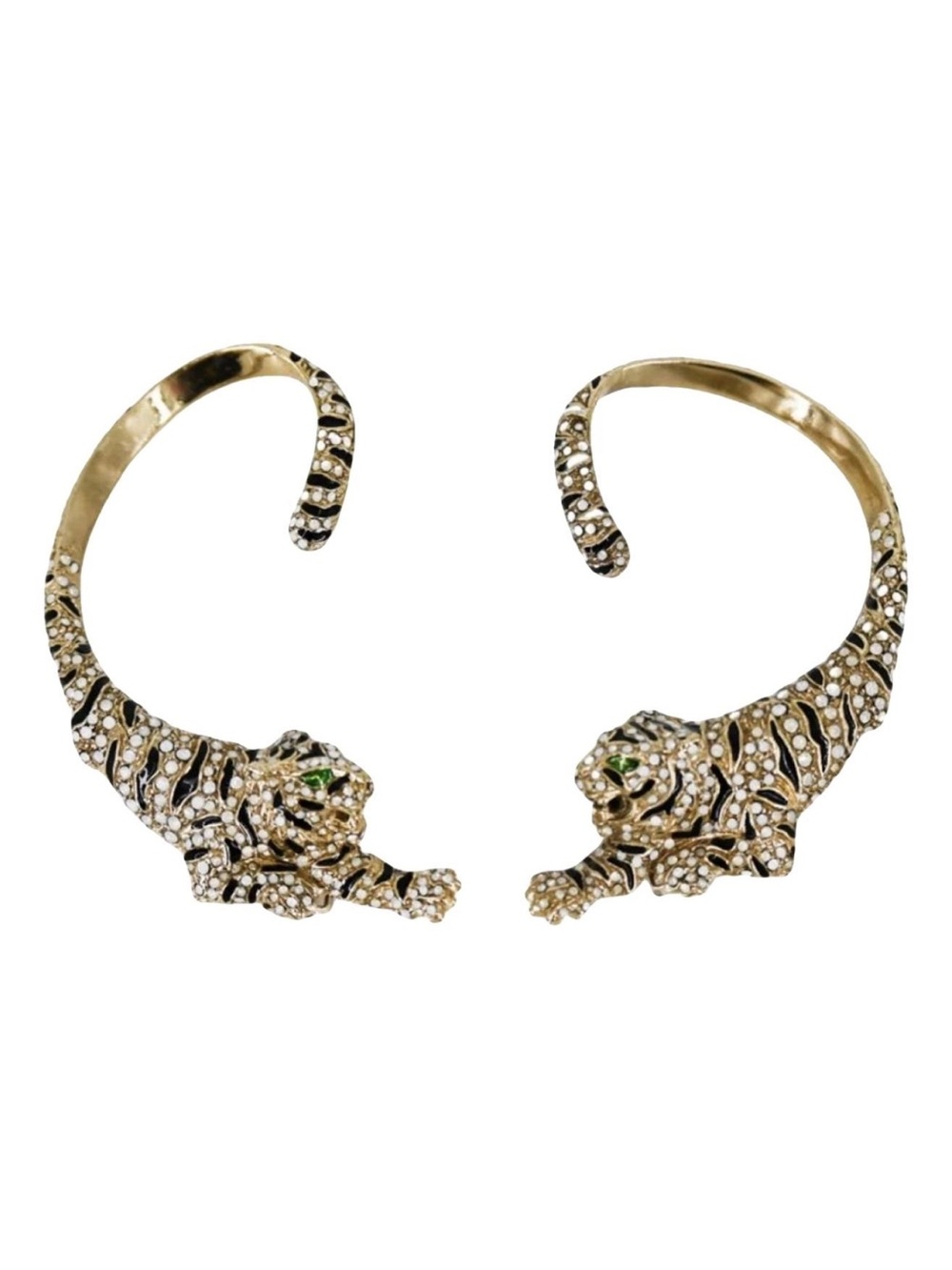 Roberto Cavalli 2013 tiger crystal cuff earrings